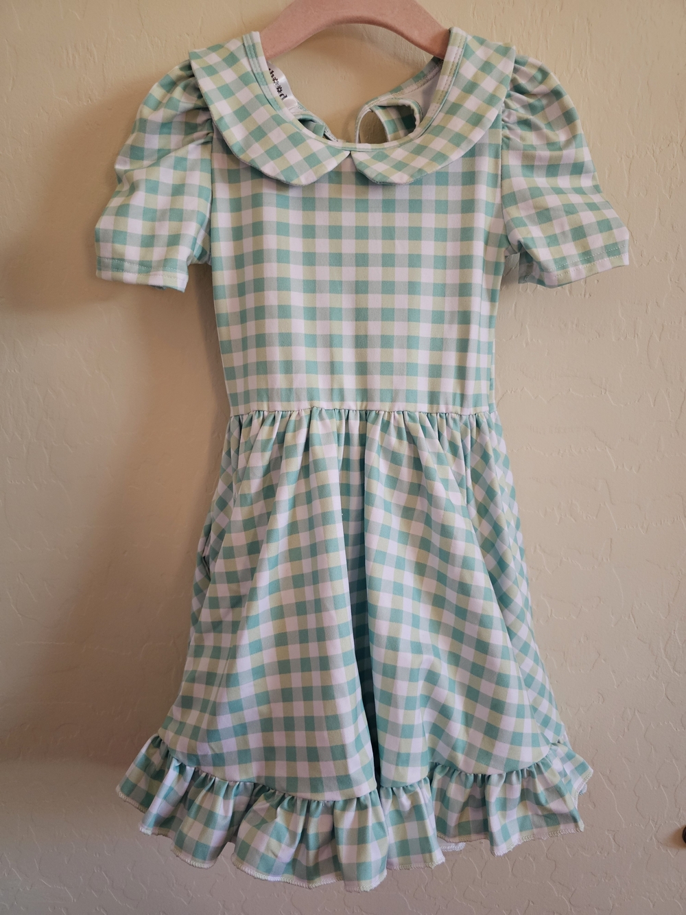 Girlhood By Little Stocking Co Green Gingham Twirl Dress Size 3